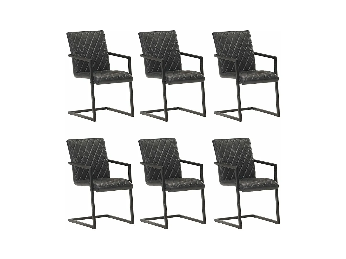 Eetkamerstoelen 6 st echt leer zwart