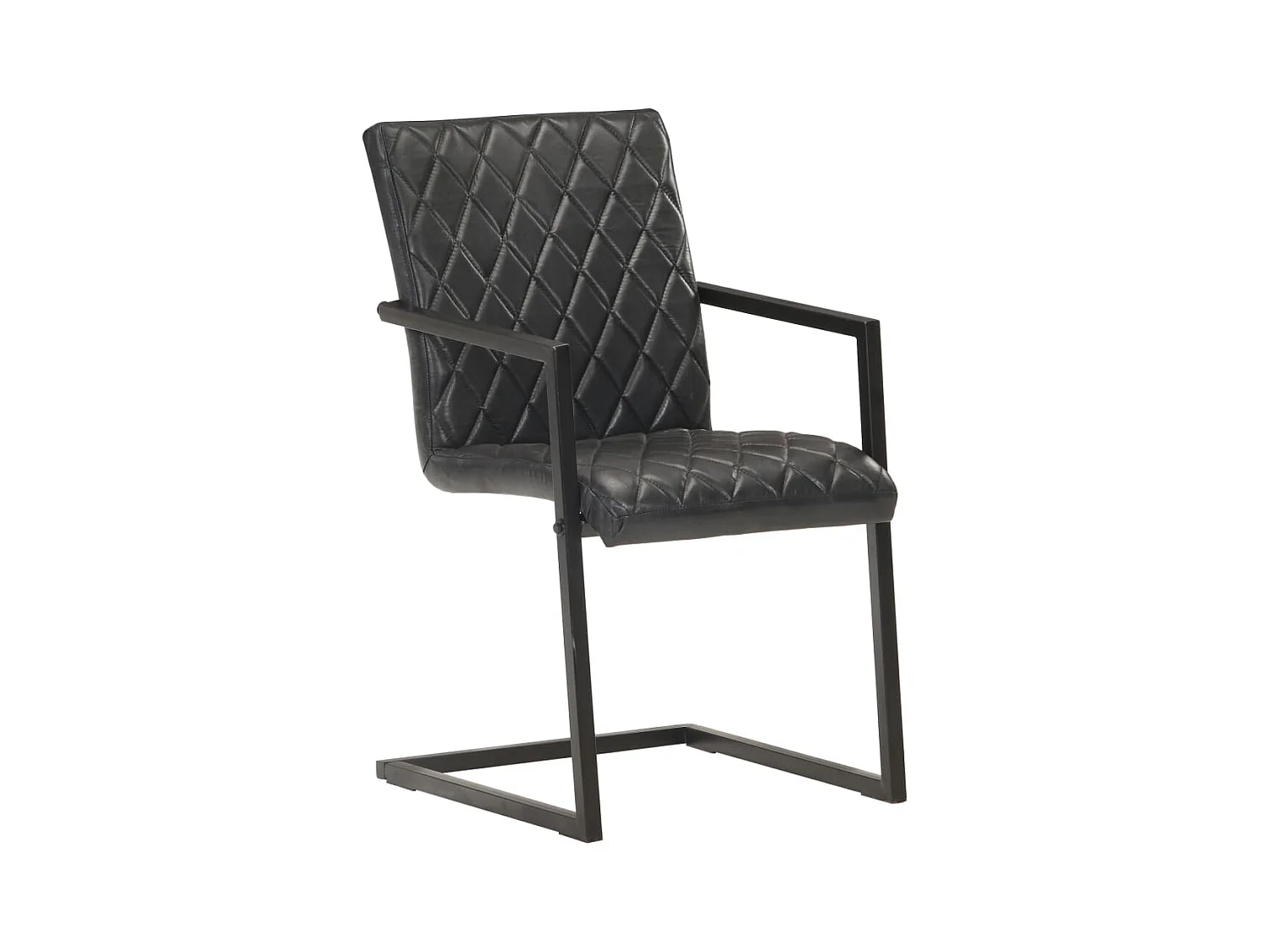 Chaises à manger cantilever lot de 6 noir cuir véritable