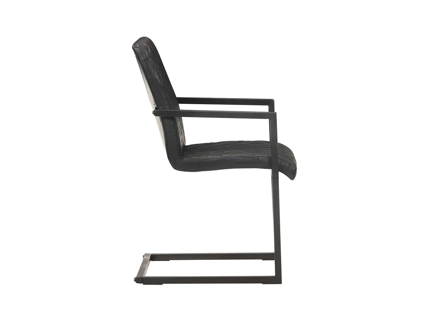Chaises à manger cantilever lot de 6 noir cuir véritable