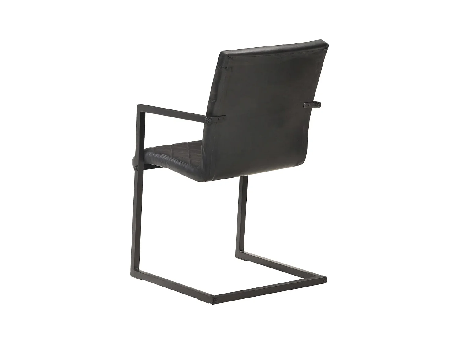 Chaises à manger cantilever lot de 6 noir cuir véritable