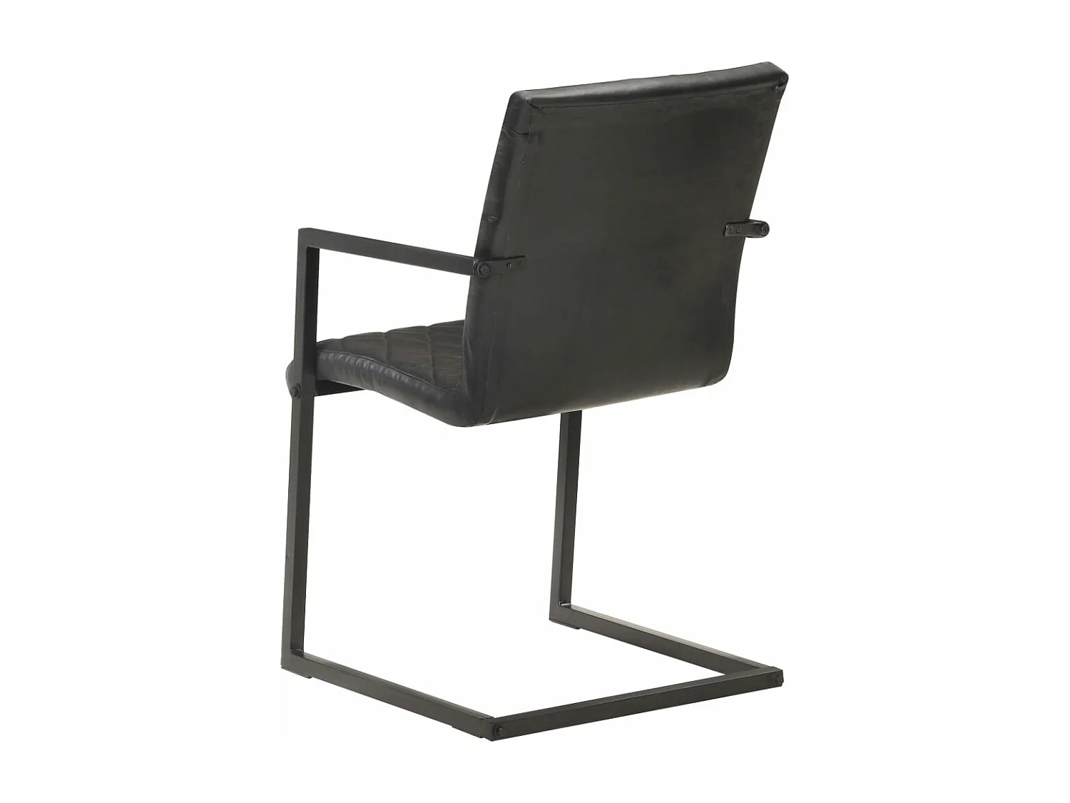 Chaises à manger cantilever lot de 4 noir cuir véritable