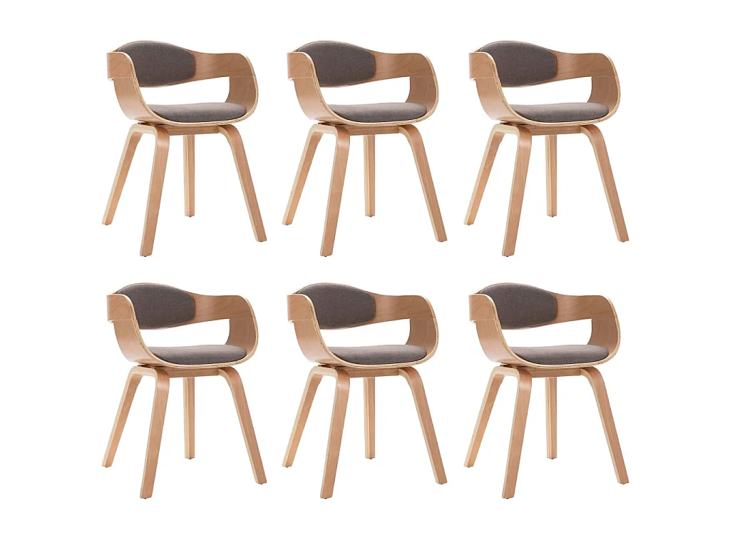 Eetkamerstoelen 6 st gebogen hout en stof taupe