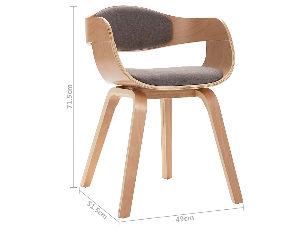 Eetkamerstoelen 6 st gebogen hout en stof taupe