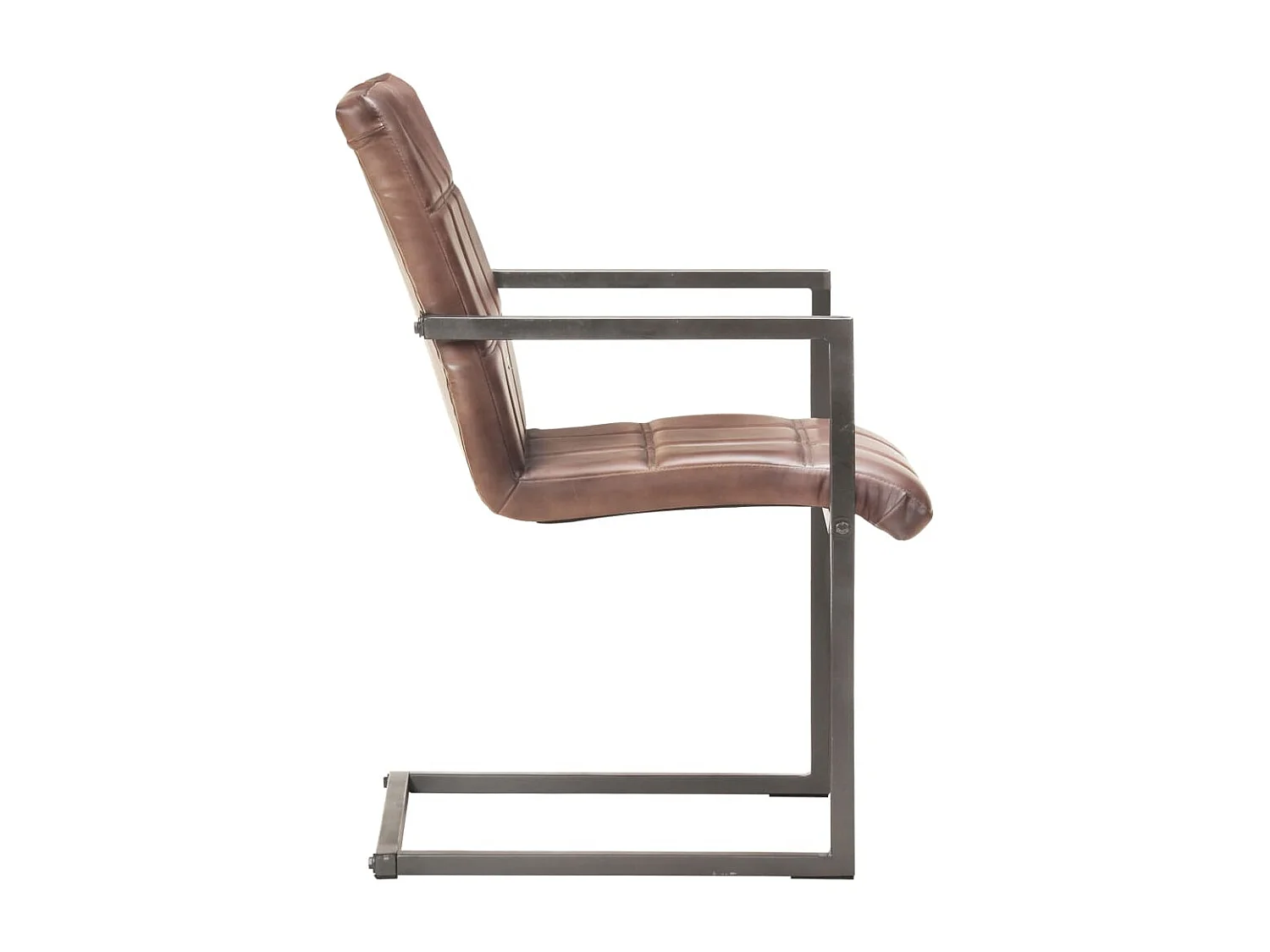 Cadeiras jantar cantilever 4 pcs couro genuíno castanho velho