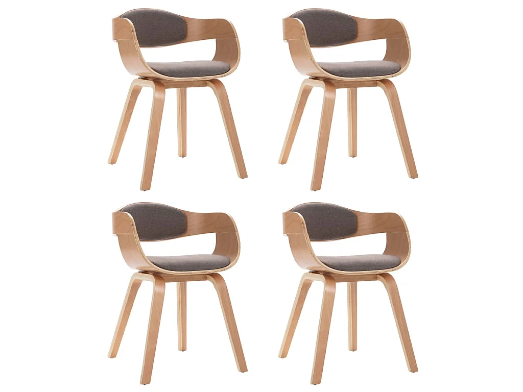 Chaises à manger lot de 4 bois courbé et tissu taupe