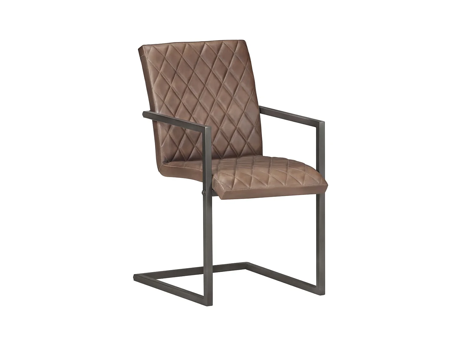 Sillas voladizas de comedor 6 unidades cuero auténtico marrón