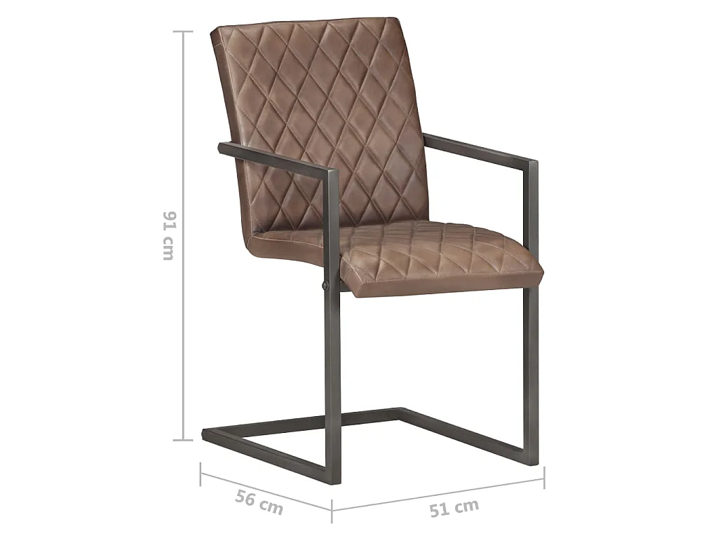 Chaises à manger cantilever lot de 6 marron cuir véritable