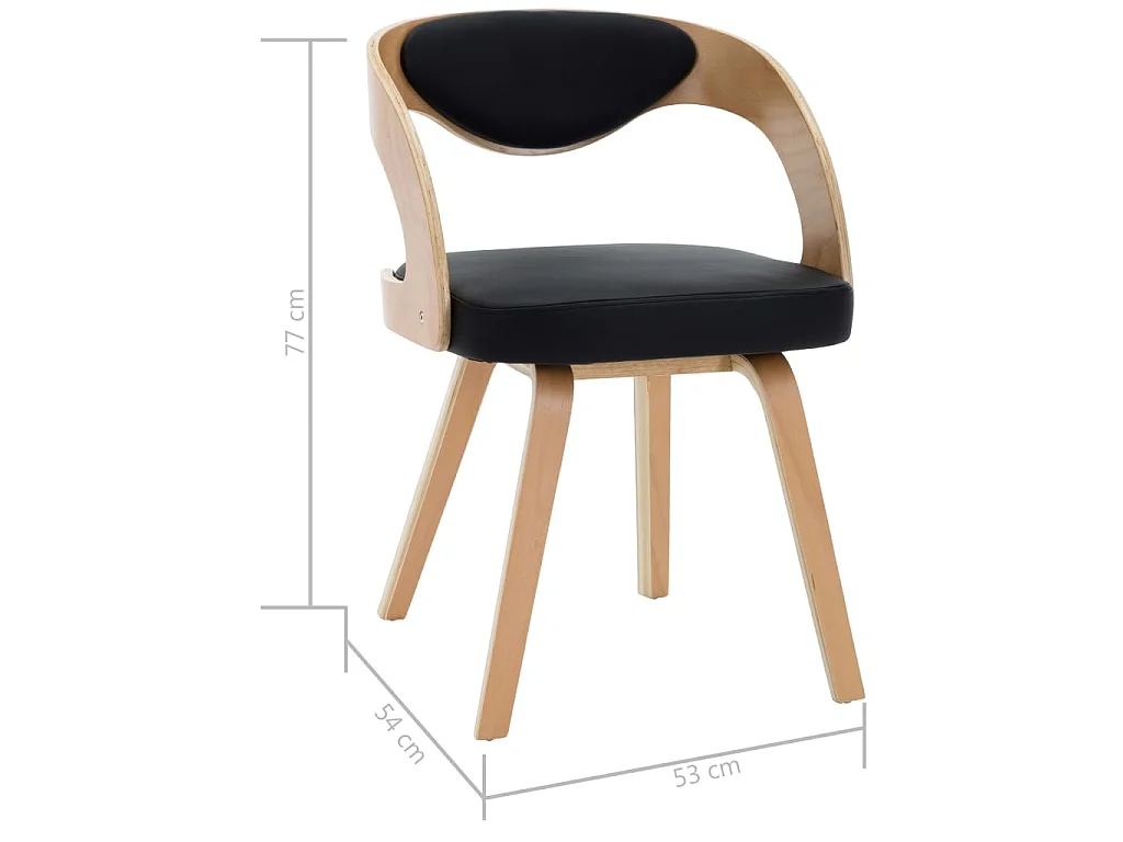 Eetkamerstoelen 6 st gebogen hout en kunstleer zwart
