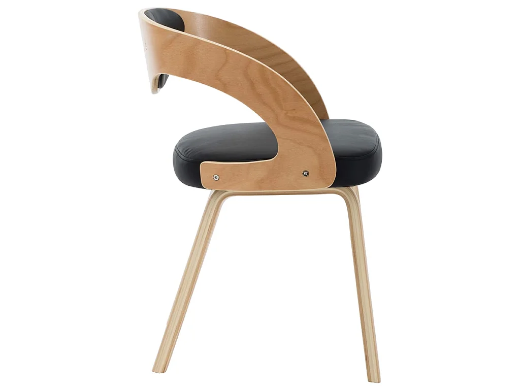 Eetkamerstoelen 6 st gebogen hout en kunstleer zwart