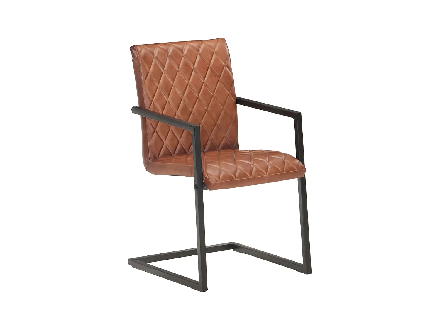 Chaises à manger cantilever lot de 4 marron cuir véritable