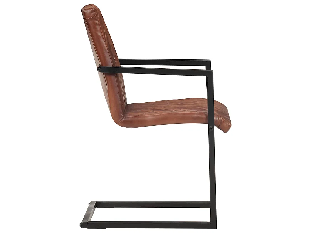 Chaises à manger cantilever lot de 4 marron cuir véritable