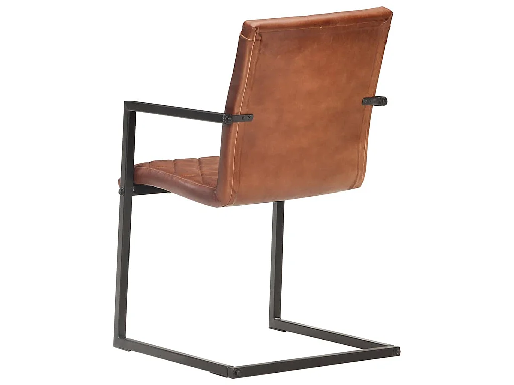 Chaises à manger cantilever lot de 4 marron cuir véritable