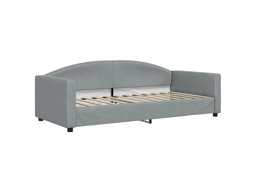 Slaapbank met onderschuifbed en lades 90x190 cm stof lichtgrijs
