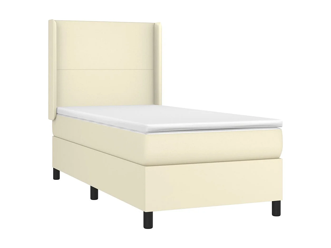 Boxspringbett mit Matratze & LED Creme 80x200 cm Kunstleder