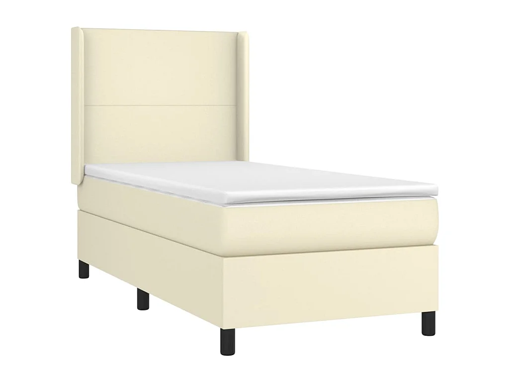 Boxspringbett mit Matratze & LED Creme 80x200 cm Kunstleder