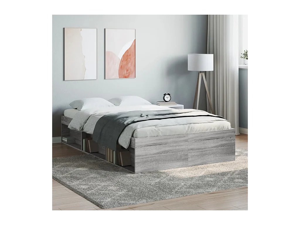 Cadre de lit sans matelas sonoma gris 120x200 cm