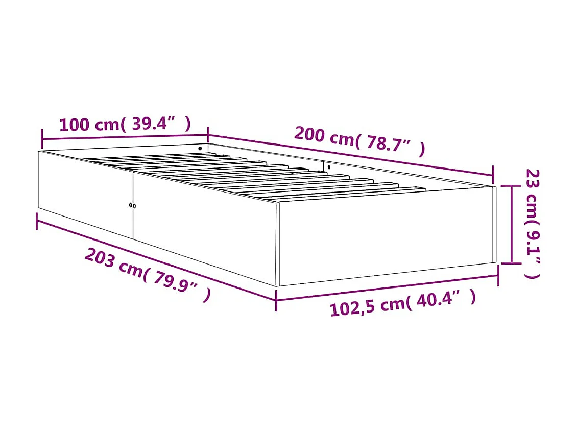Bedframe zonder matras massief grenenhout wasbruin 100x200 cm
