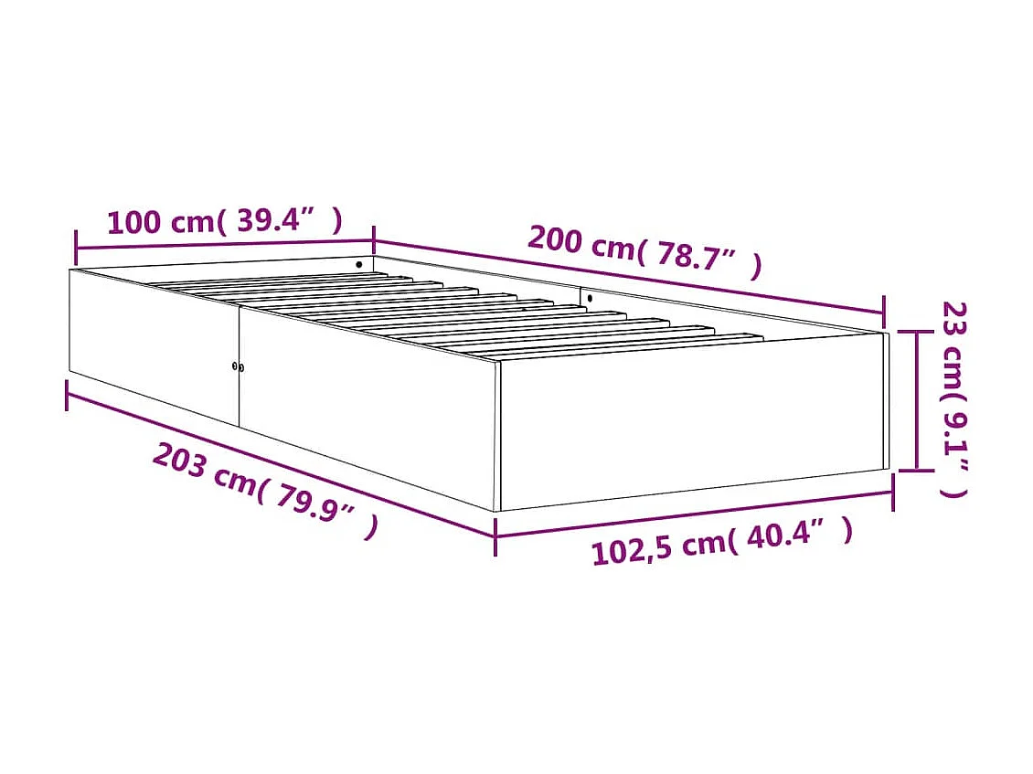 Bedframe zonder matras massief grenenhout wasbruin 100x200 cm