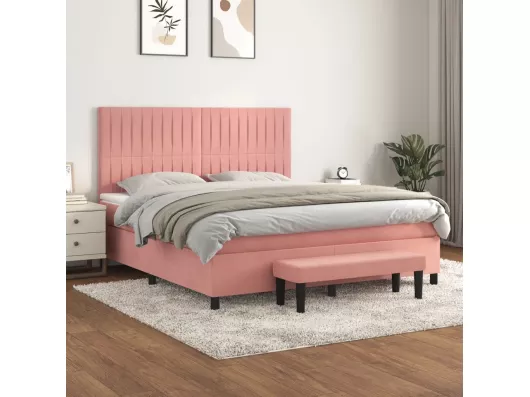 Kauf Unique Boxspringbett mit Matratze Rosa 180x200 cm Samt