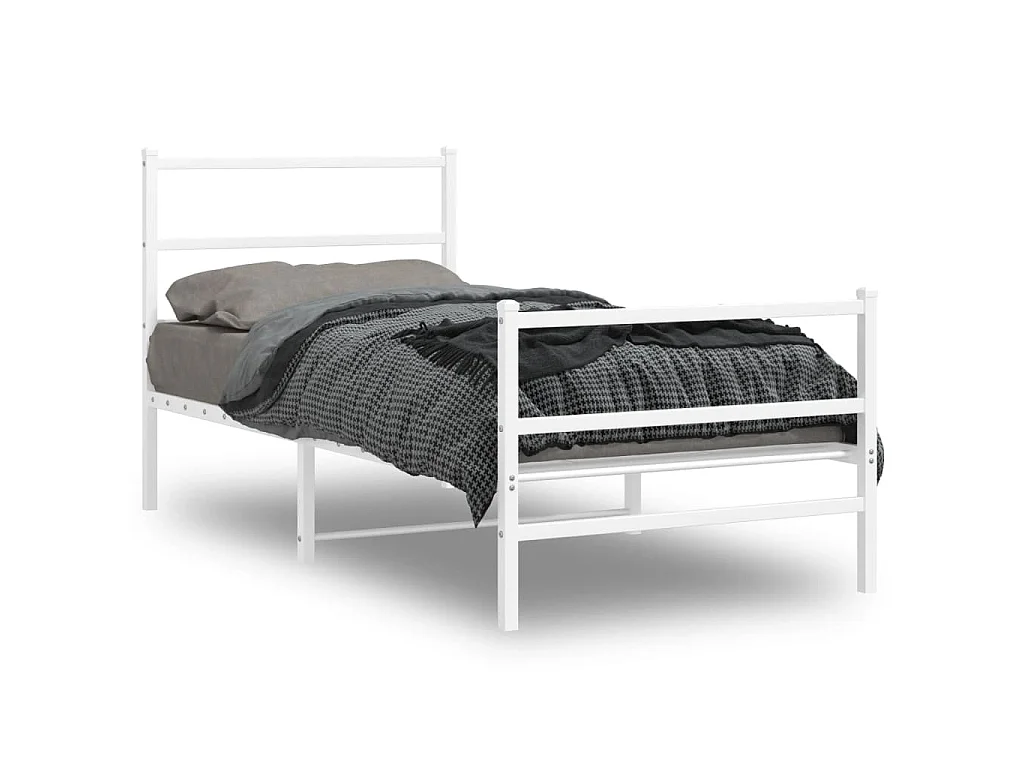 Estructura cama sin colchón con estribo metal blanco 90x190 cm