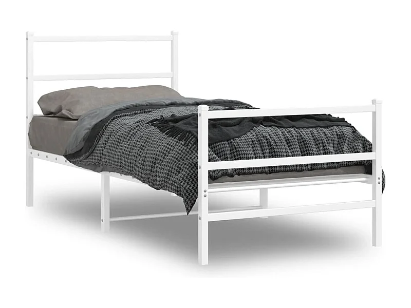 Bedframe met hoofd- en voeteneinde metaal wit 90x190 cm