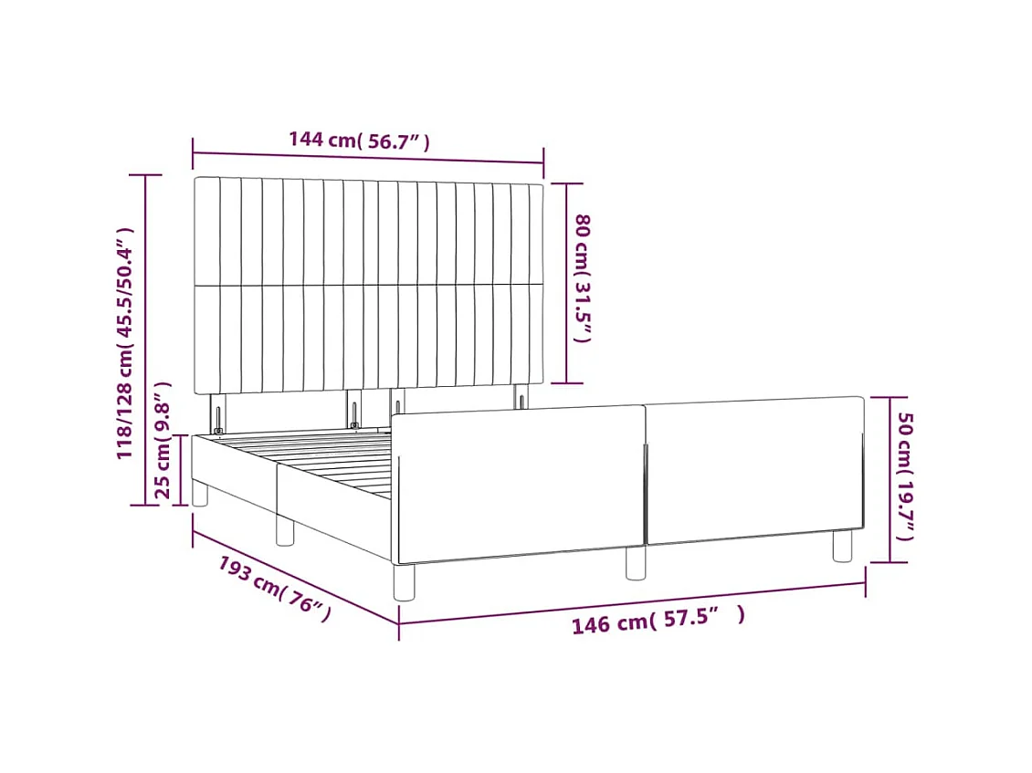 Giroletto senza Materasso Grigio Chiaro 140x190 cm Tessuto