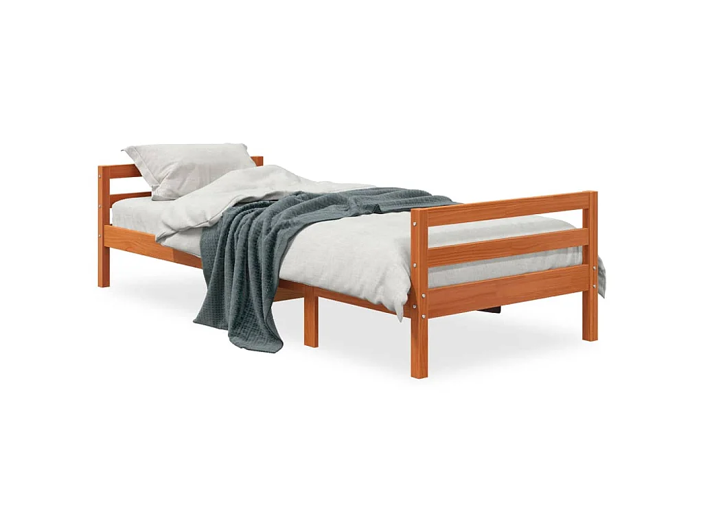 Massivholzbett ohne Matratze Wachsbraun 75x190 cm Kiefernholz