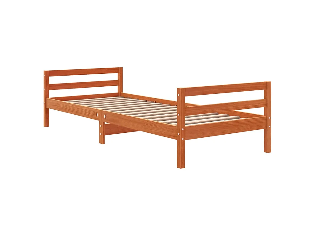 Massivholzbett ohne Matratze Wachsbraun 75x190 cm Kiefernholz