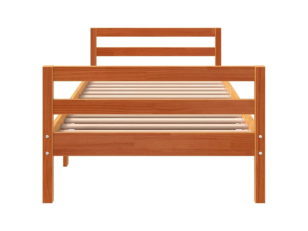 Cadre de lit sans matelas cire marron 75x190 cm bois pin massif