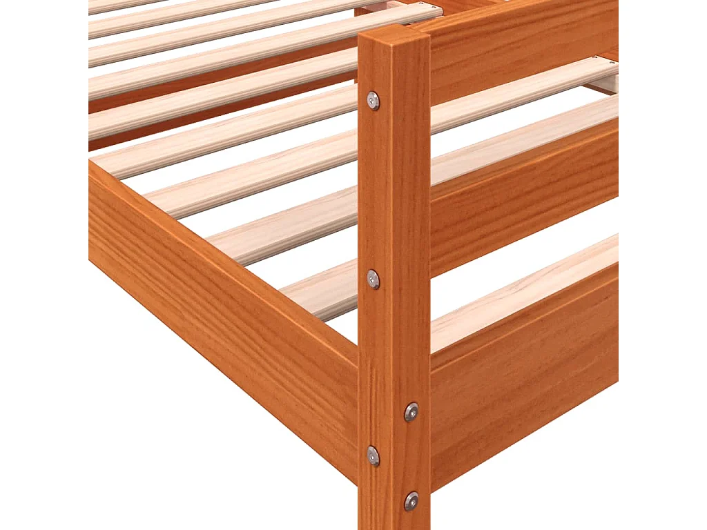 Cadre de lit sans matelas cire marron 75x190 cm bois pin massif
