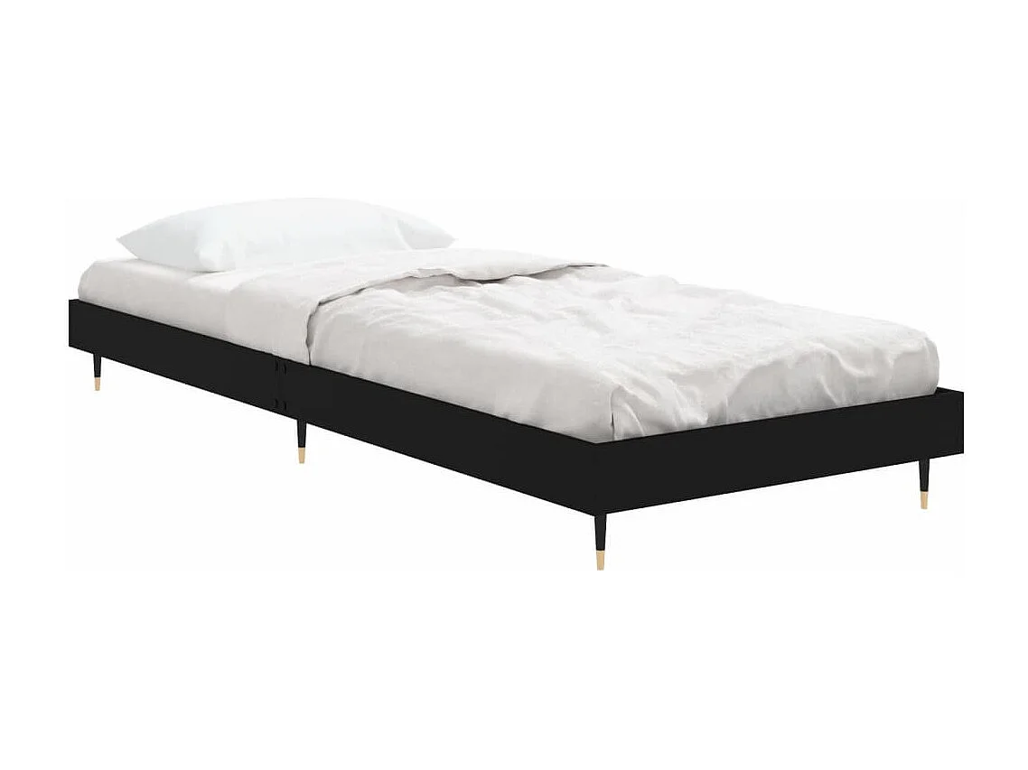 Cadre de lit sans matelas noir 75x190 cm bois ingénierie