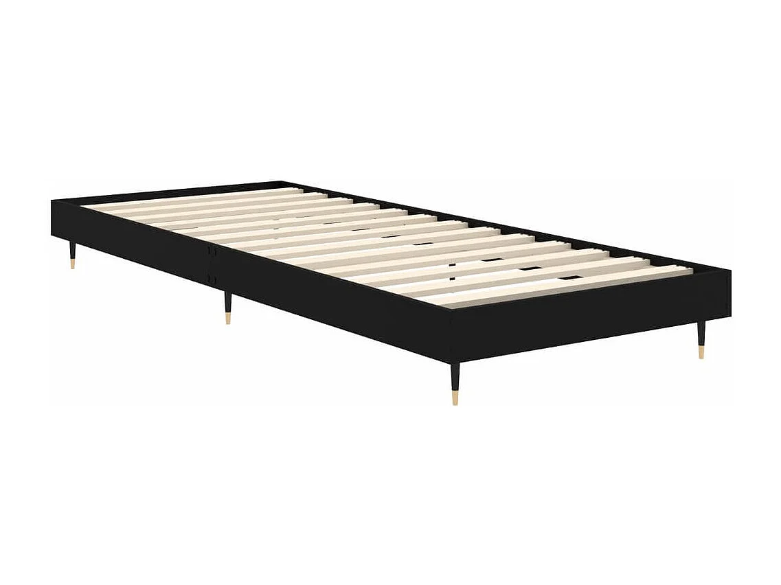 Cadre de lit sans matelas noir 75x190 cm bois ingénierie