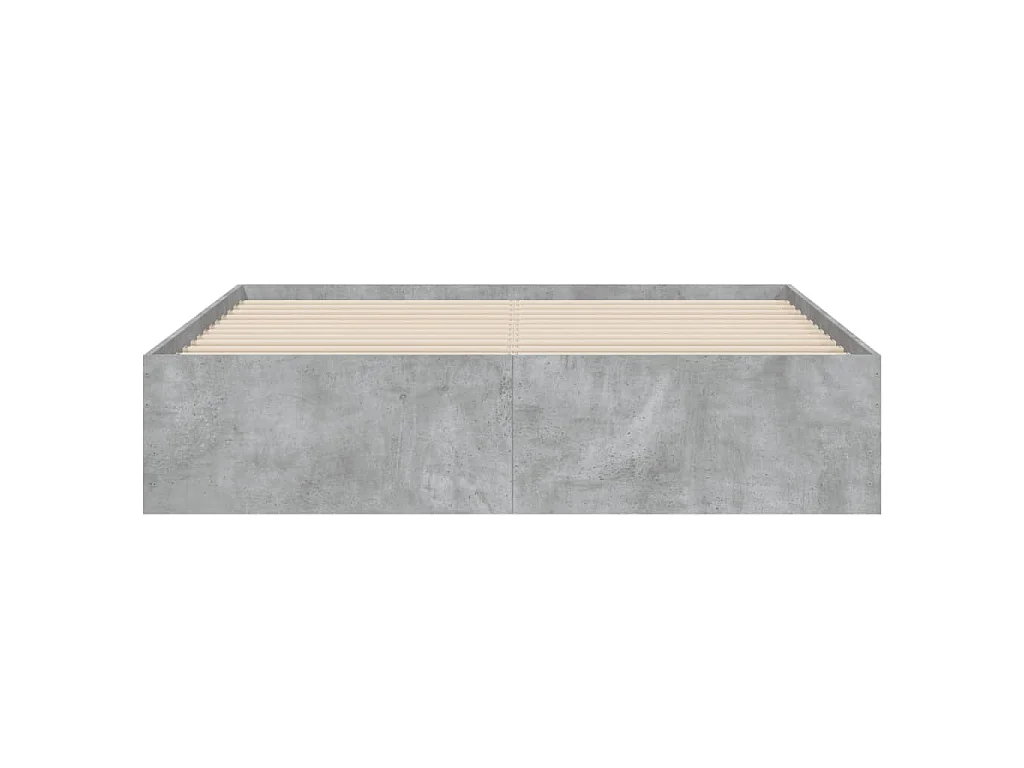 Cadre de lit avec tiroirs sans matelas gris béton 140x190 cm