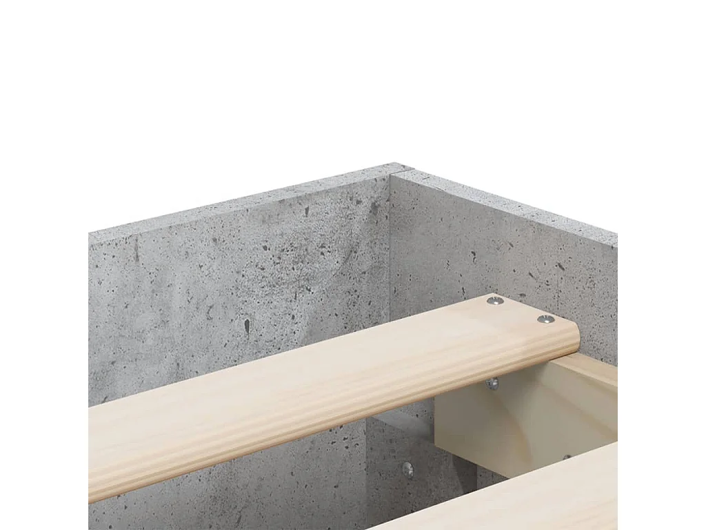 Cadre de lit avec tiroirs sans matelas gris béton 140x190 cm