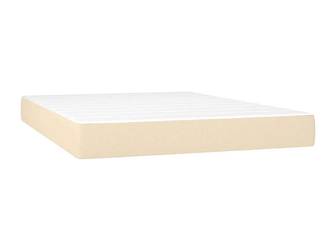 Letto a Molle con Materasso e LED Crema 140x190 cm in Tessuto