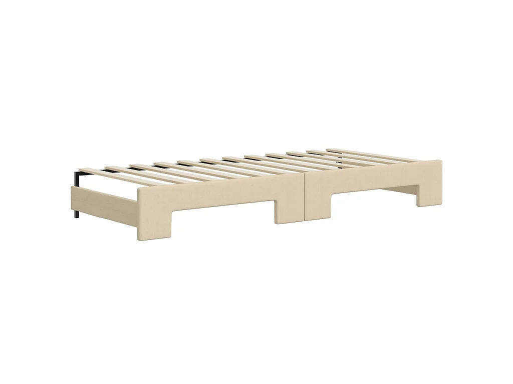 Tagesbett Ausziehbar mit Schubladen Creme 100x200 cm Stoff