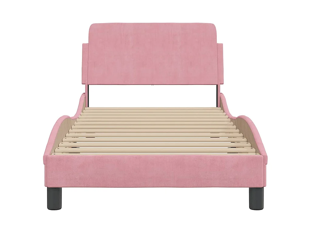 Cadre de lit avec tête de lit Dover rose 90x200 cm velours