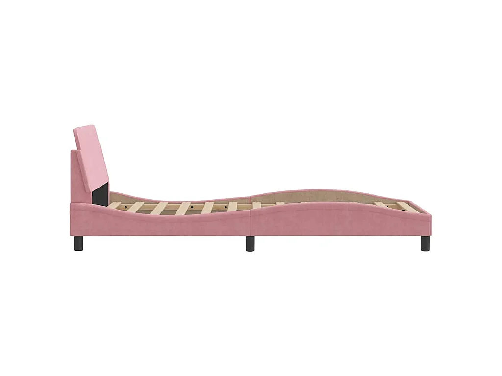 Cadre de lit avec tête de lit Dover rose 90x200 cm velours