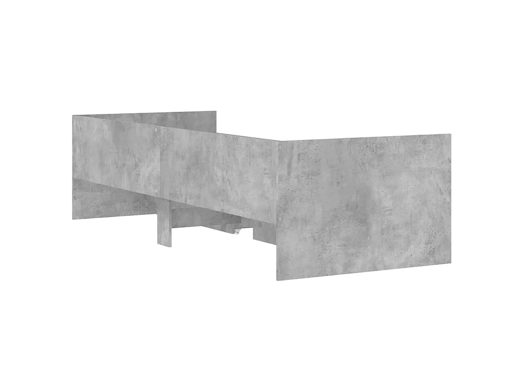 Cadre de lit avec tiroirs sans matelas gris béton 90x200 cm
