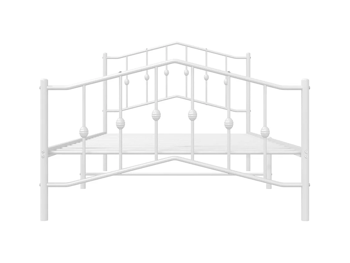 Cadre de lit métal sans matelas et pied de lit blanc 100x200 cm