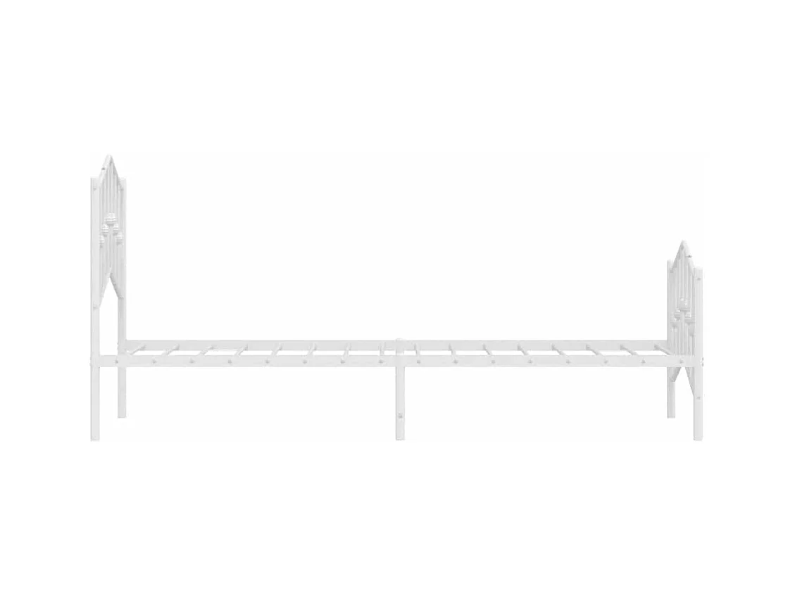 Cadre de lit métal sans matelas et pied de lit blanc 100x200 cm