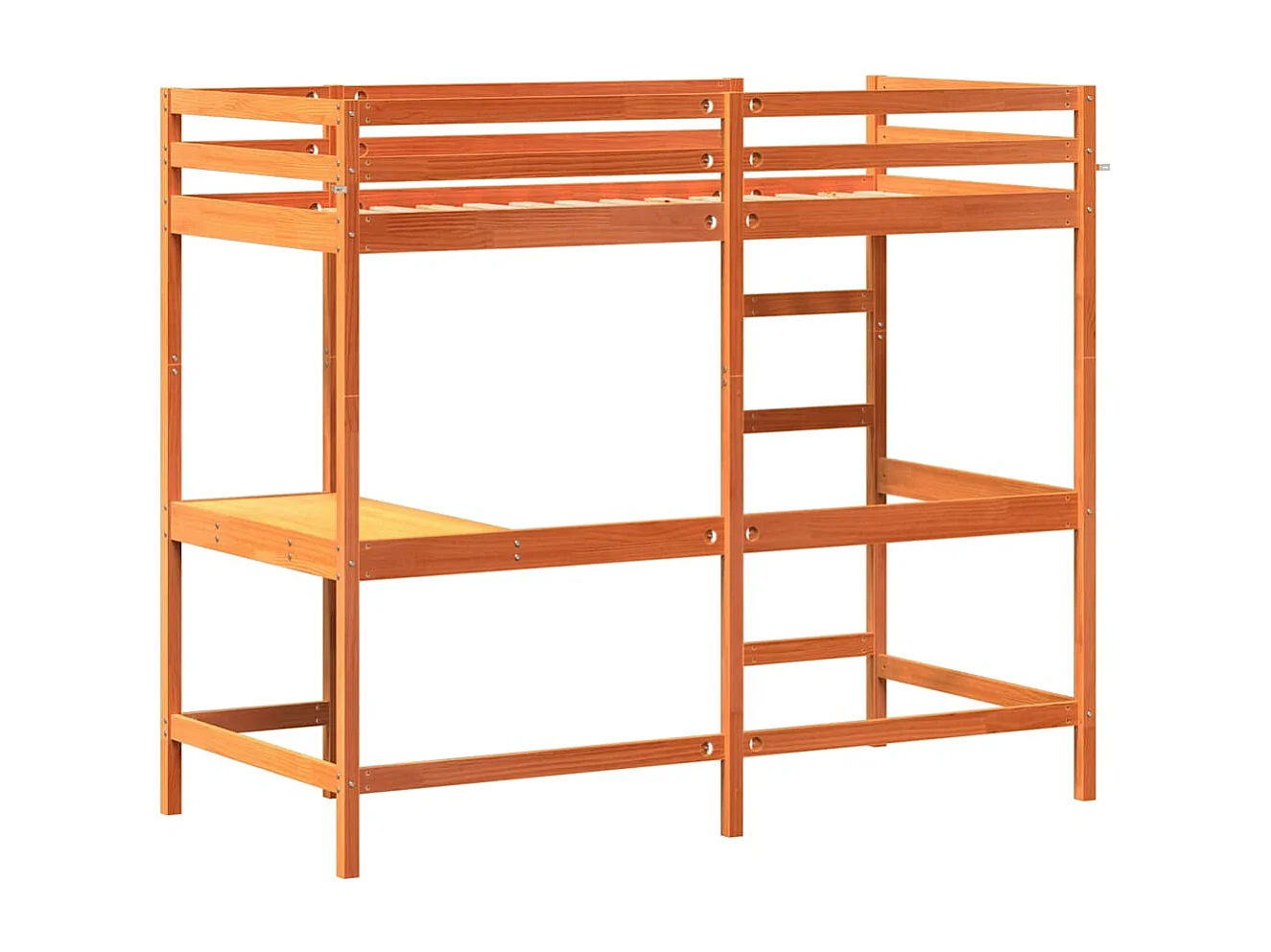 Letto Soppalco con Scrivania Marrone Cera 90x190 cm Legno Pino