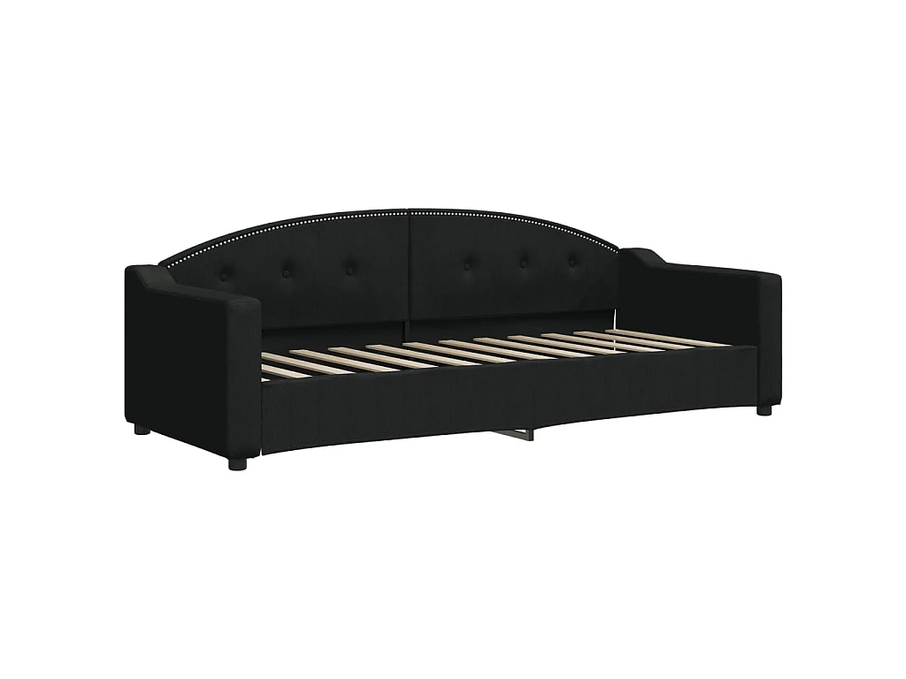Lit de jour avec lit gigogne et matelas noir 80x200 cm tissu