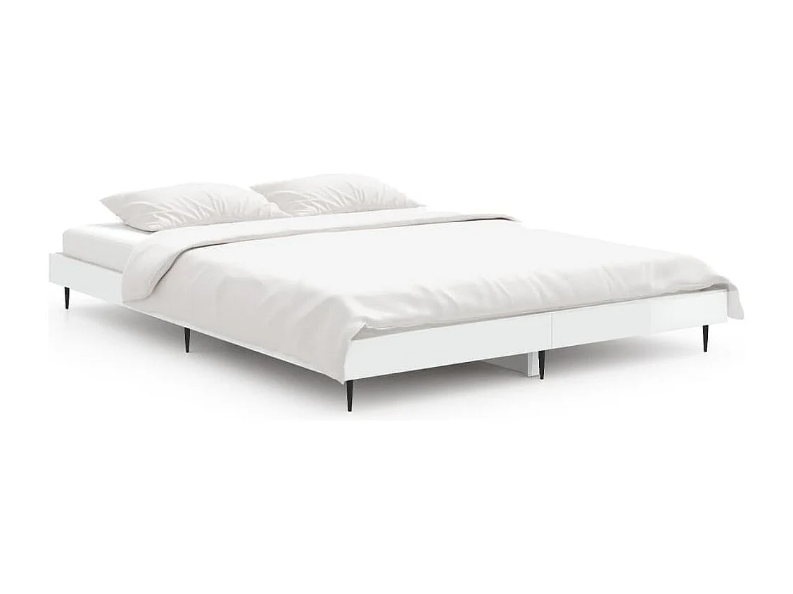 Cadre de lit sans matelas blanc brillant 140x190 cm