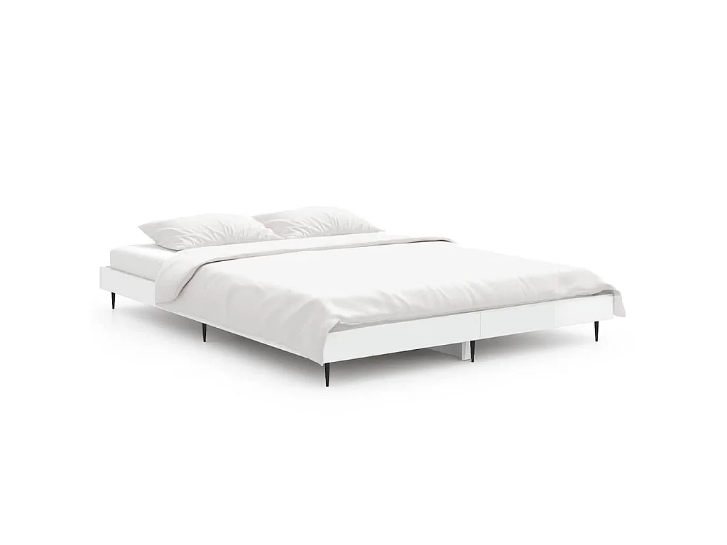 Cadre de lit sans matelas blanc brillant 140x190 cm
