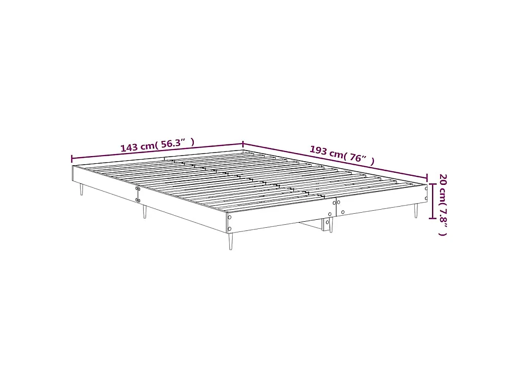 Cadre de lit sans matelas blanc brillant 140x190 cm