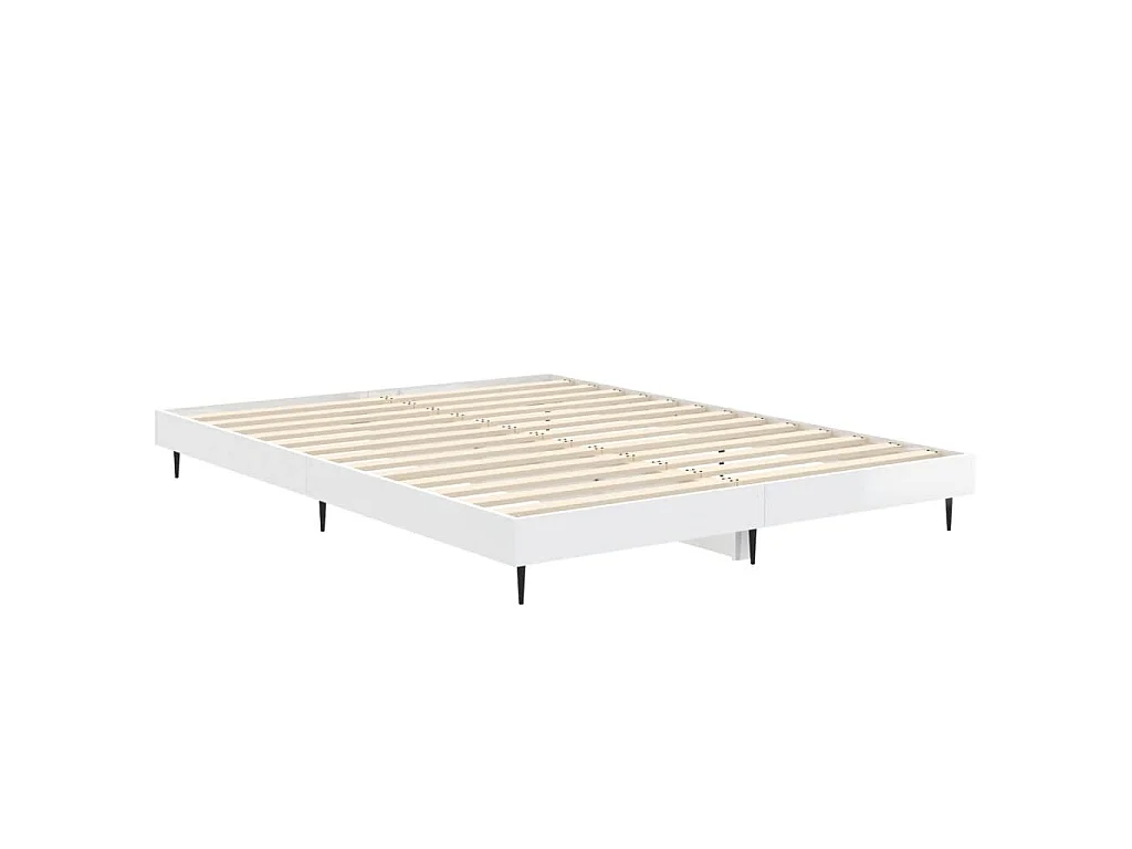 Cadre de lit sans matelas blanc brillant 140x190 cm