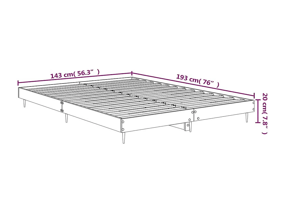 Cadre de lit sans matelas blanc brillant 140x190 cm