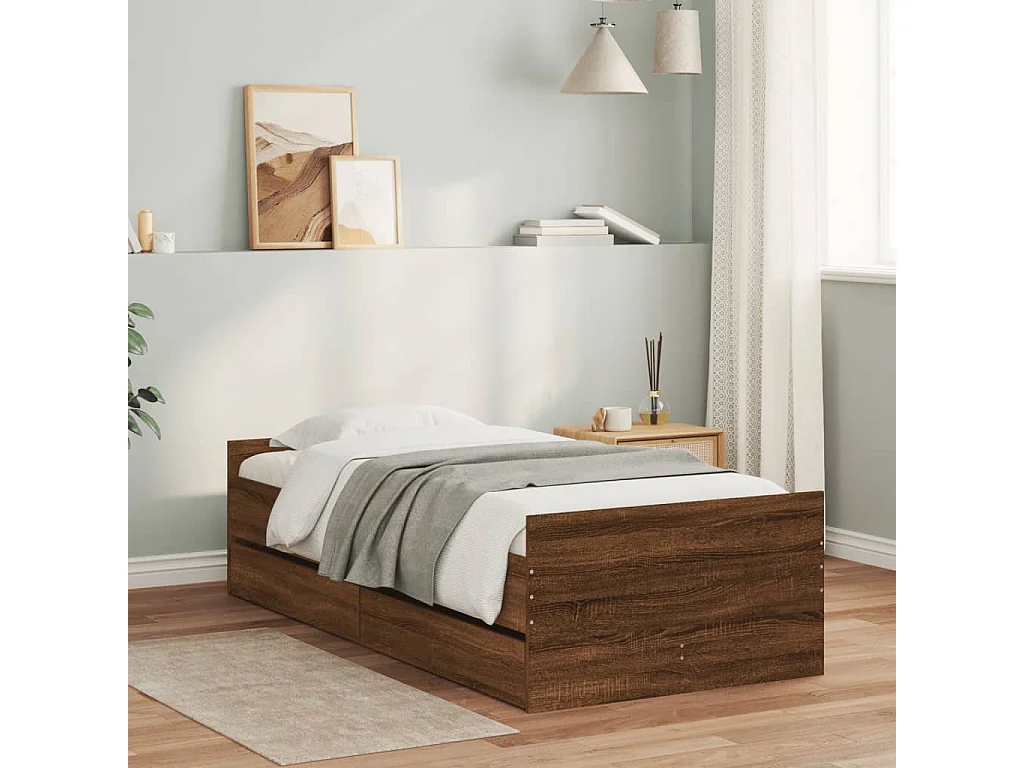 Giroletto con Cassetti Rovere Marrone 90x190 cm