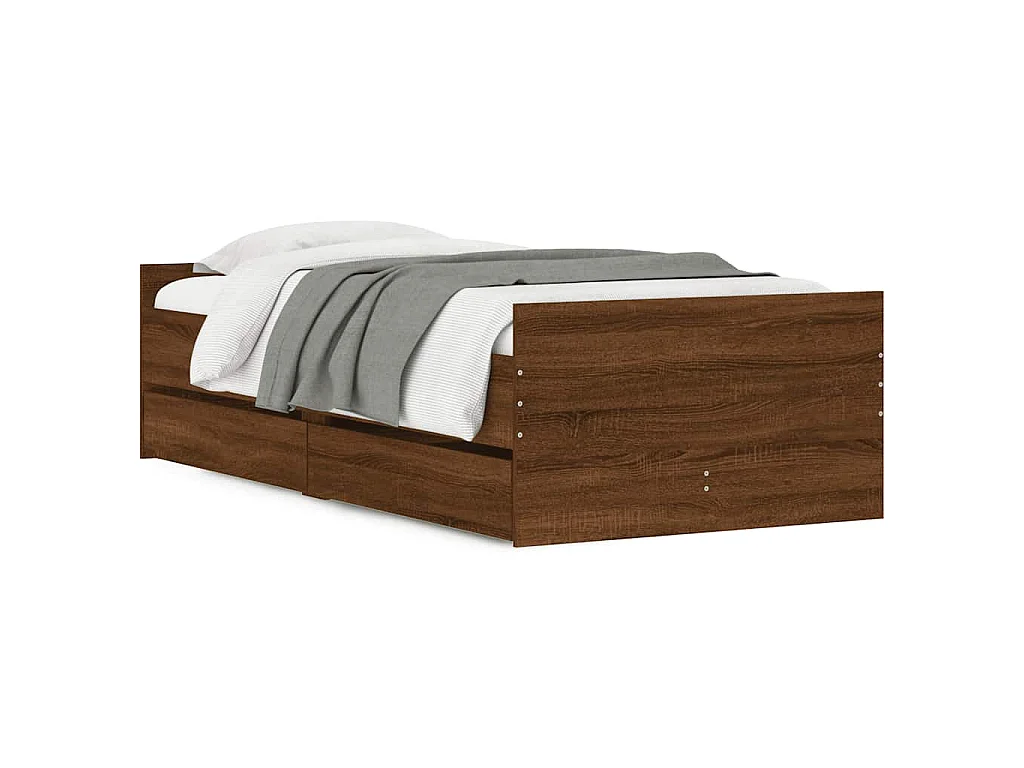 Estructura de cama con cajones roble marrón 90x190 cm